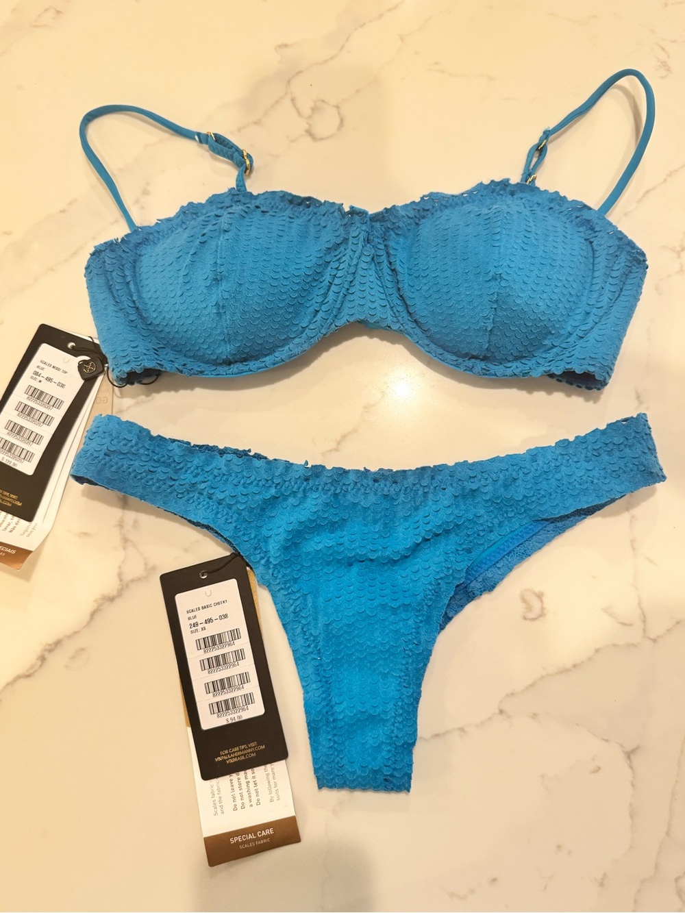 NWT Vix Bikini - Nissi Top and Cheeky Bottom - Blue - Medium Top, XS Bottom